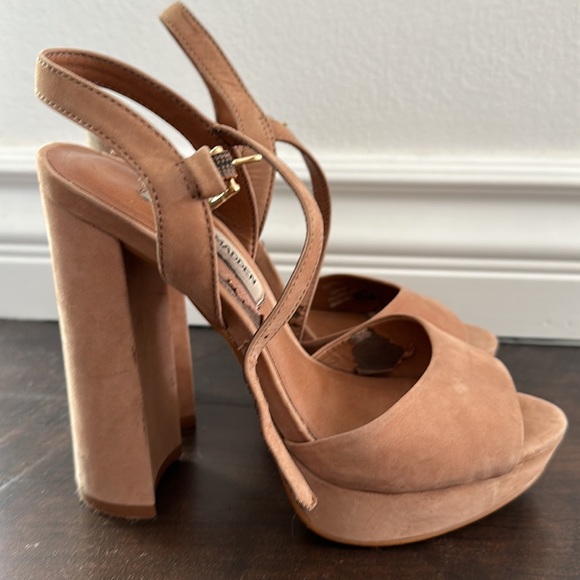 Steve Madden Lessa Open Toe Block Heel - Dusty Rose - Picture 2 of 4